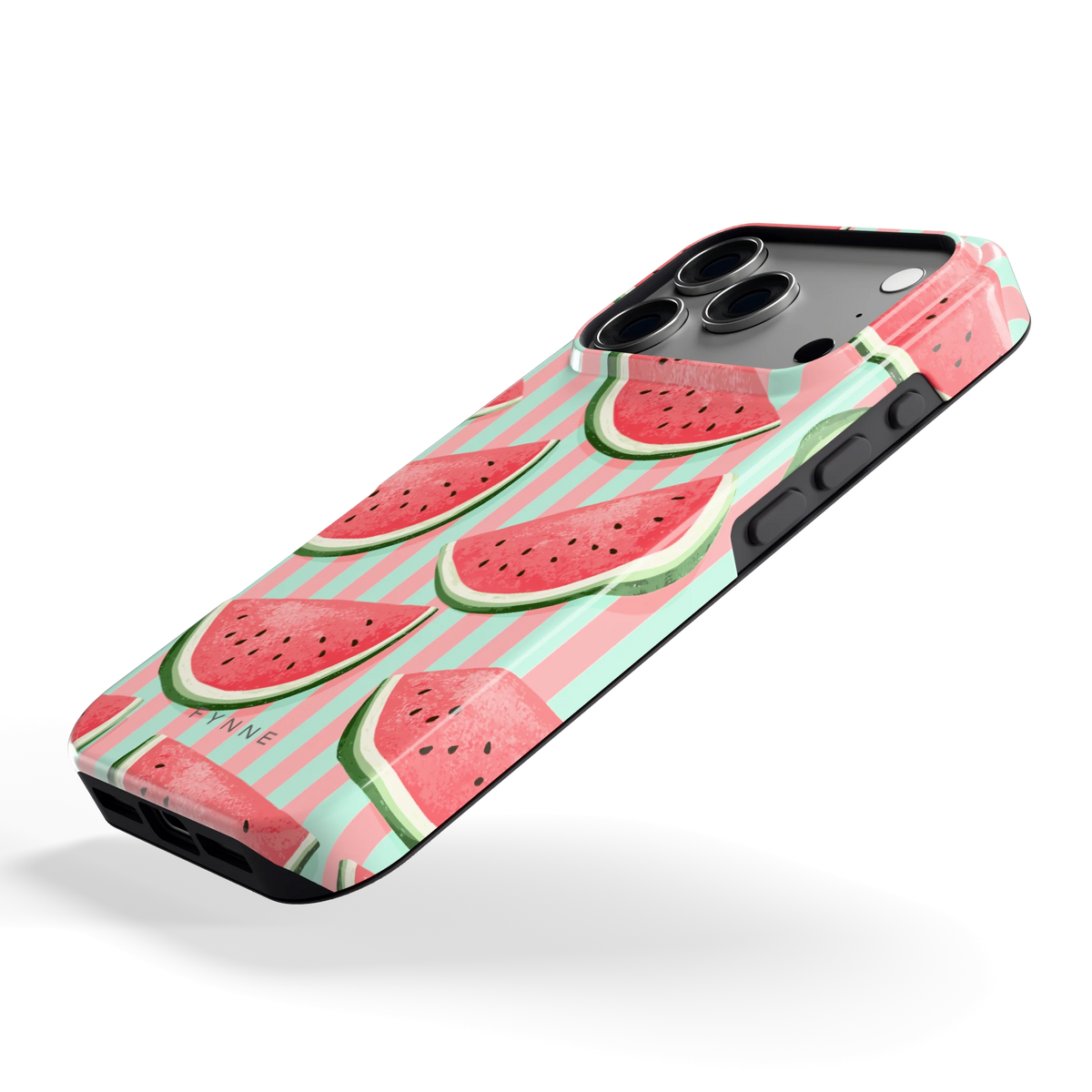 Watermeloenstrepen hoesje voor iPhone 17 Pro, schuin