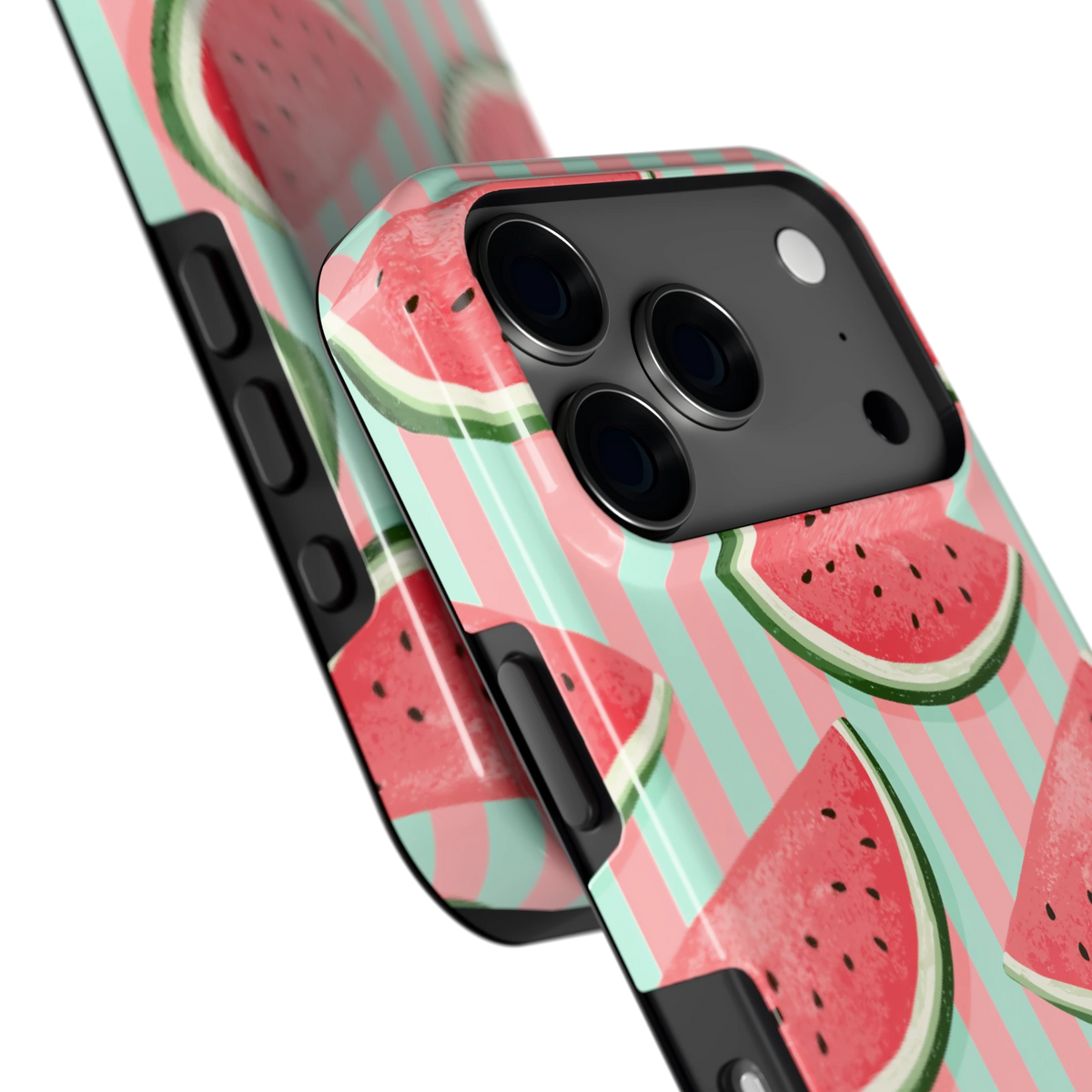 Watermeloenstrepen hoesje voor iPhone 17 Pro, close-up