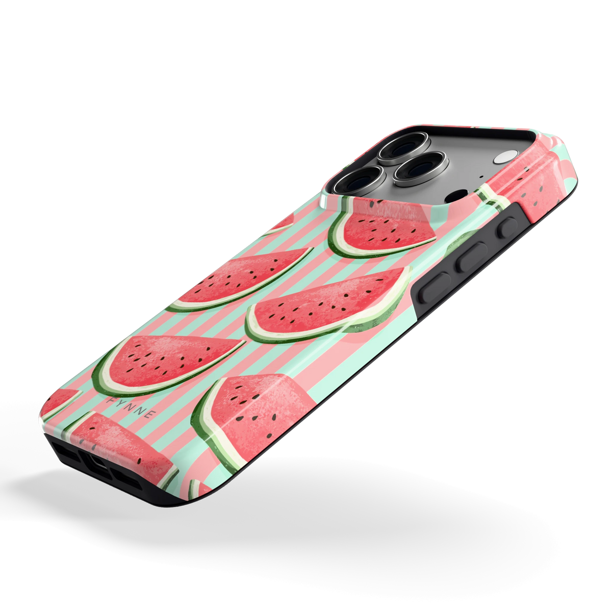 Watermeloenstrepen hoesje voor iPhone 18 Pro, schuin