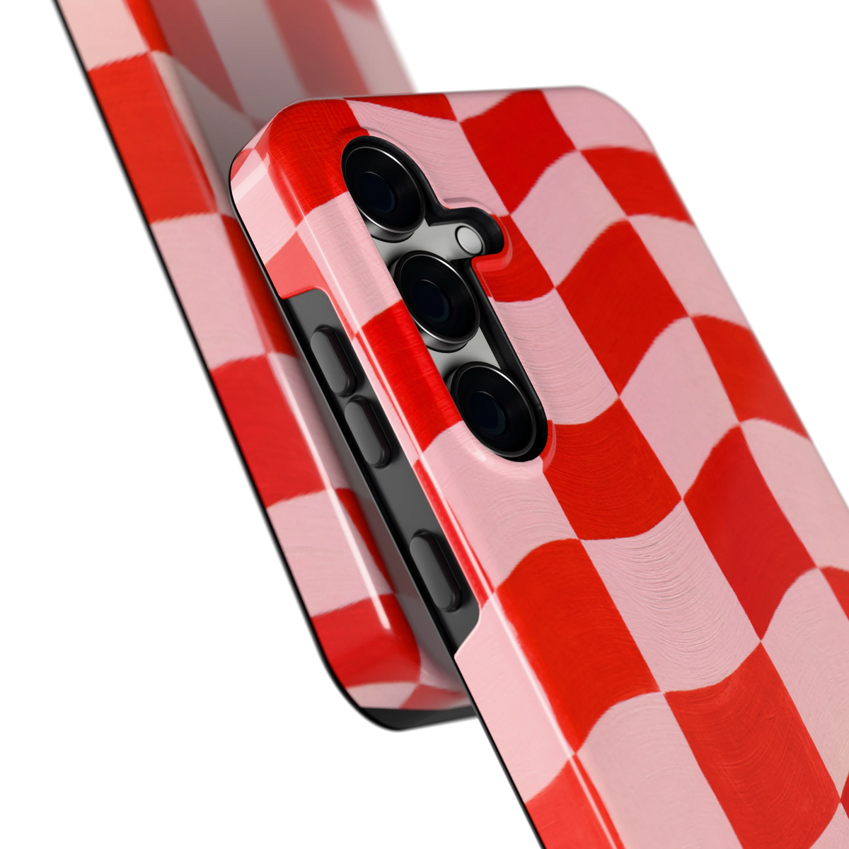 Golvende rode ruit hoesje voor Galaxy S24 FE, close-up