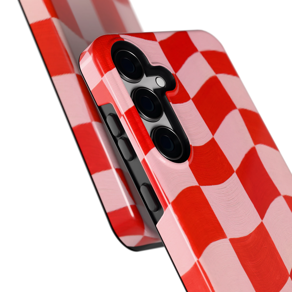 Golvende rode ruit hoesje voor Galaxy S24+, close-up