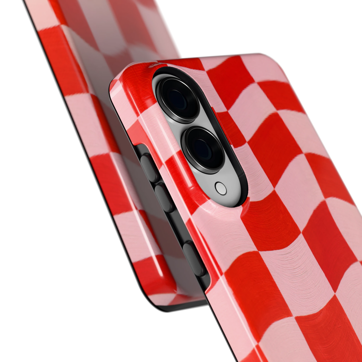 Golvende rode ruit hoesje voor Galaxy S25 Edge, close-up