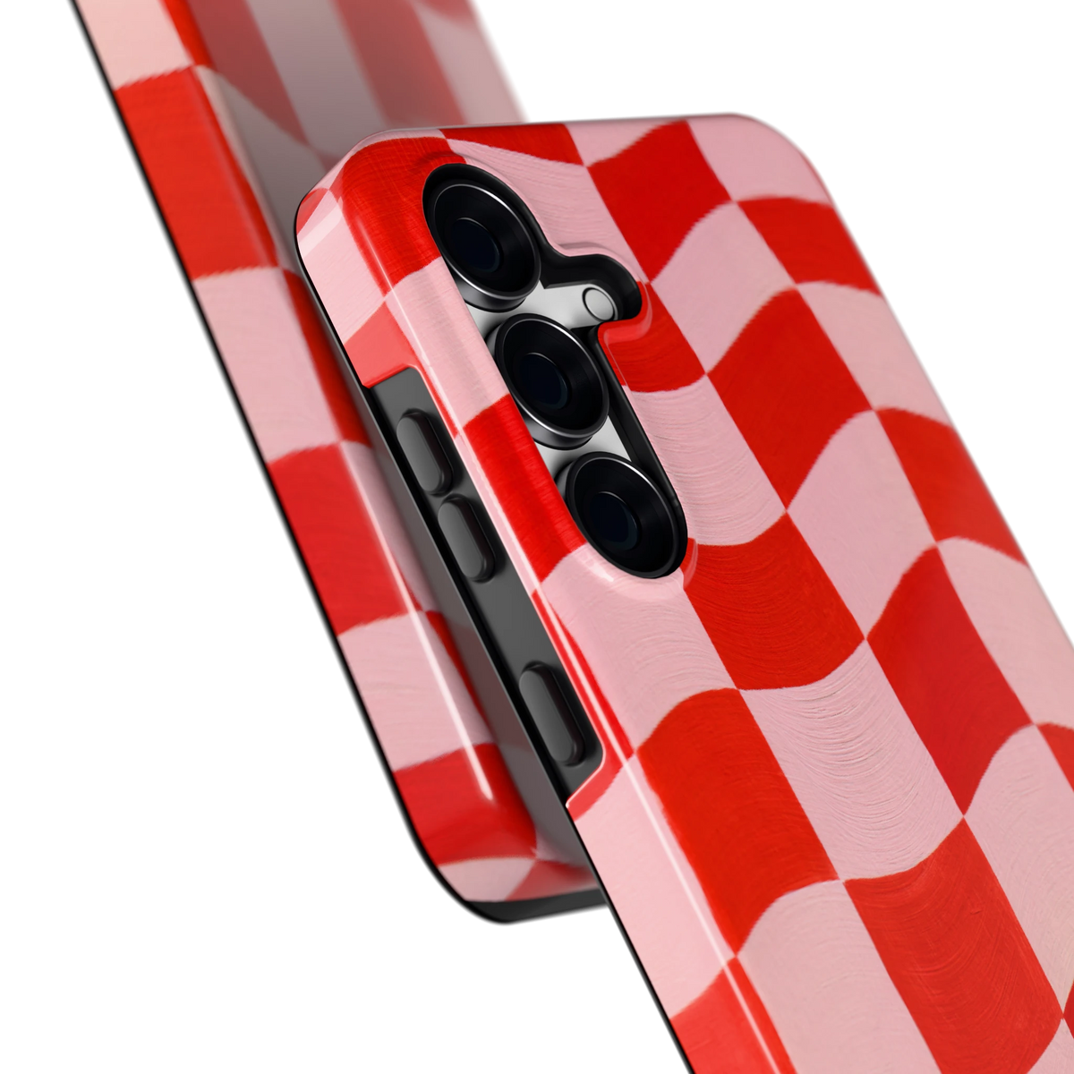 Golvende rode ruit hoesje voor Galaxy S25 FE, close-up