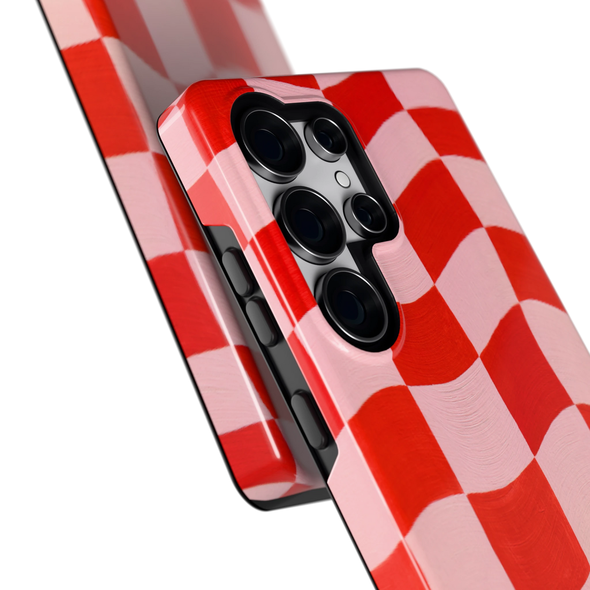 Golvende rode ruit hoesje voor Galaxy S25 Ultra, close-up