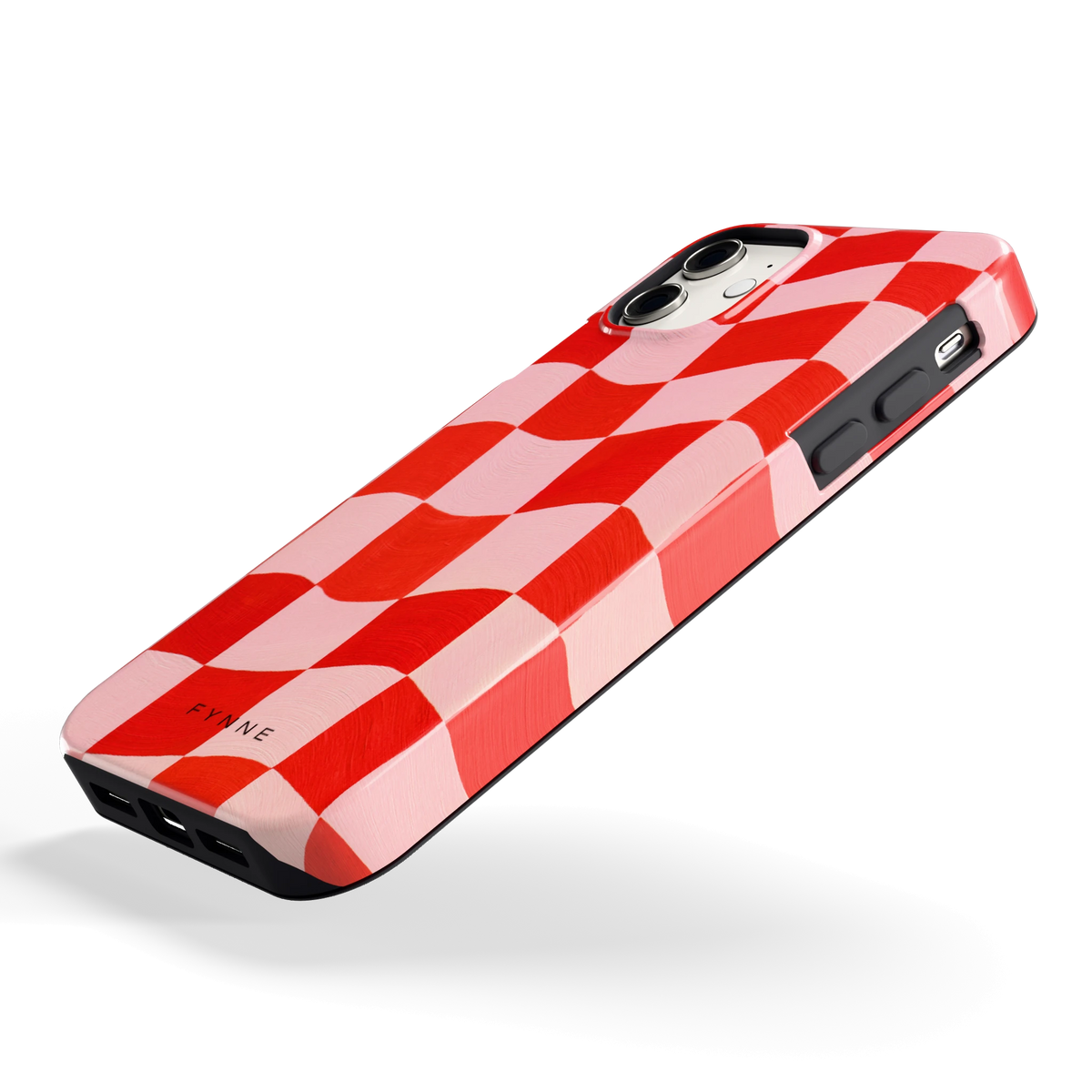 Golvende rode ruit hoesje voor iPhone 11, schuin