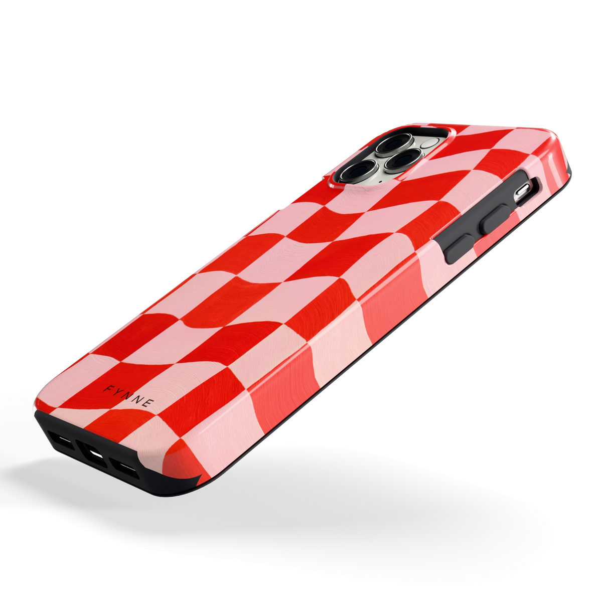 Golvende rode ruit hoesje voor iPhone 11 Pro, schuin