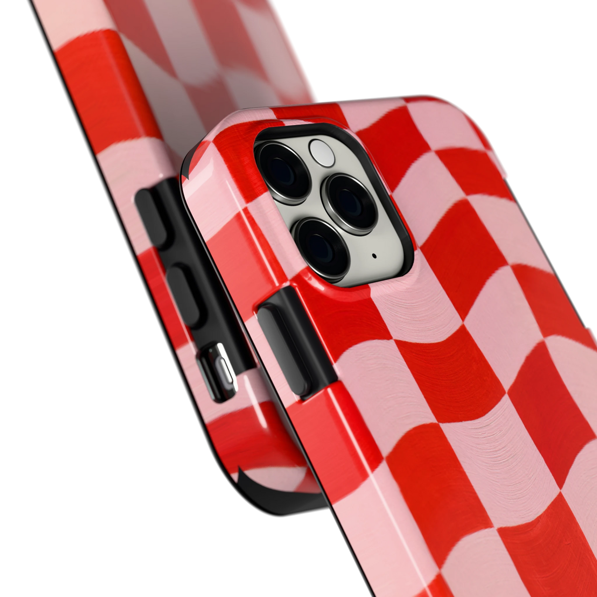 Golvende rode ruit hoesje voor iPhone 11 Pro, close-up