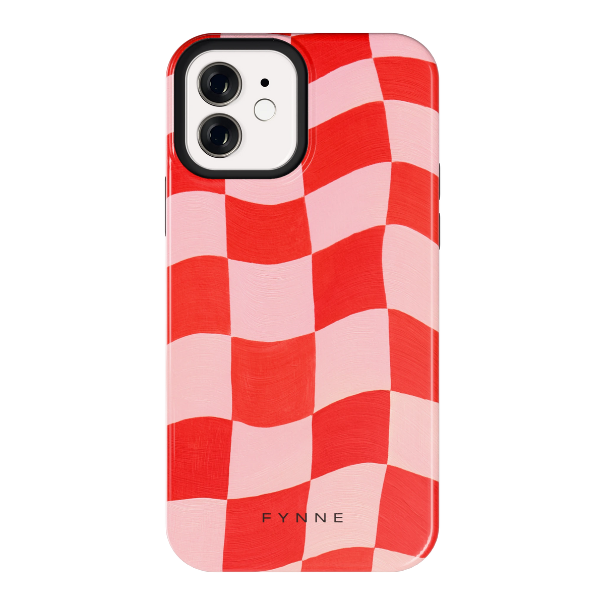 Golvende rode ruit hoesje voor iPhone 12, achterkant