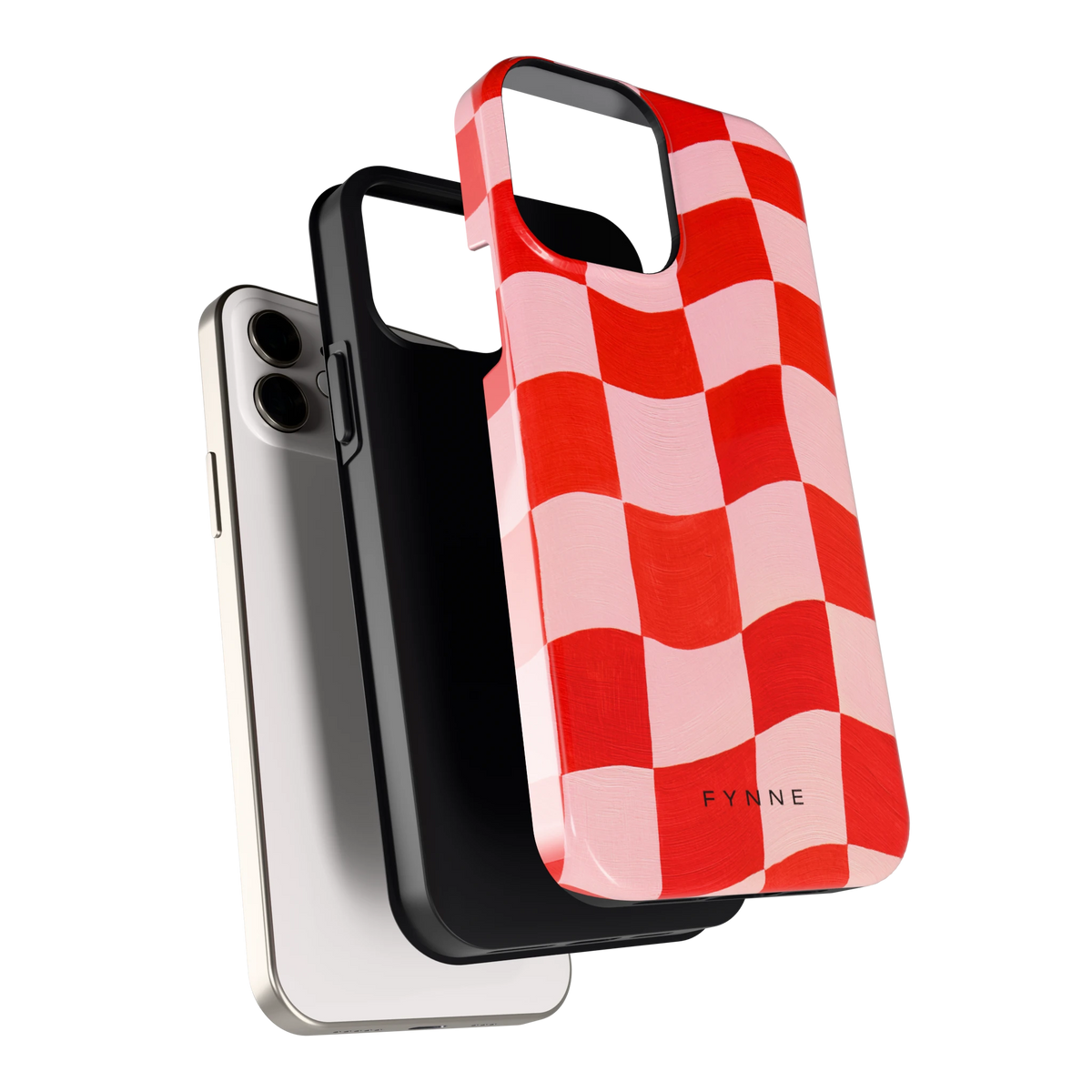 Golvende rode ruit hoesje voor iPhone 12, los van de telefoon