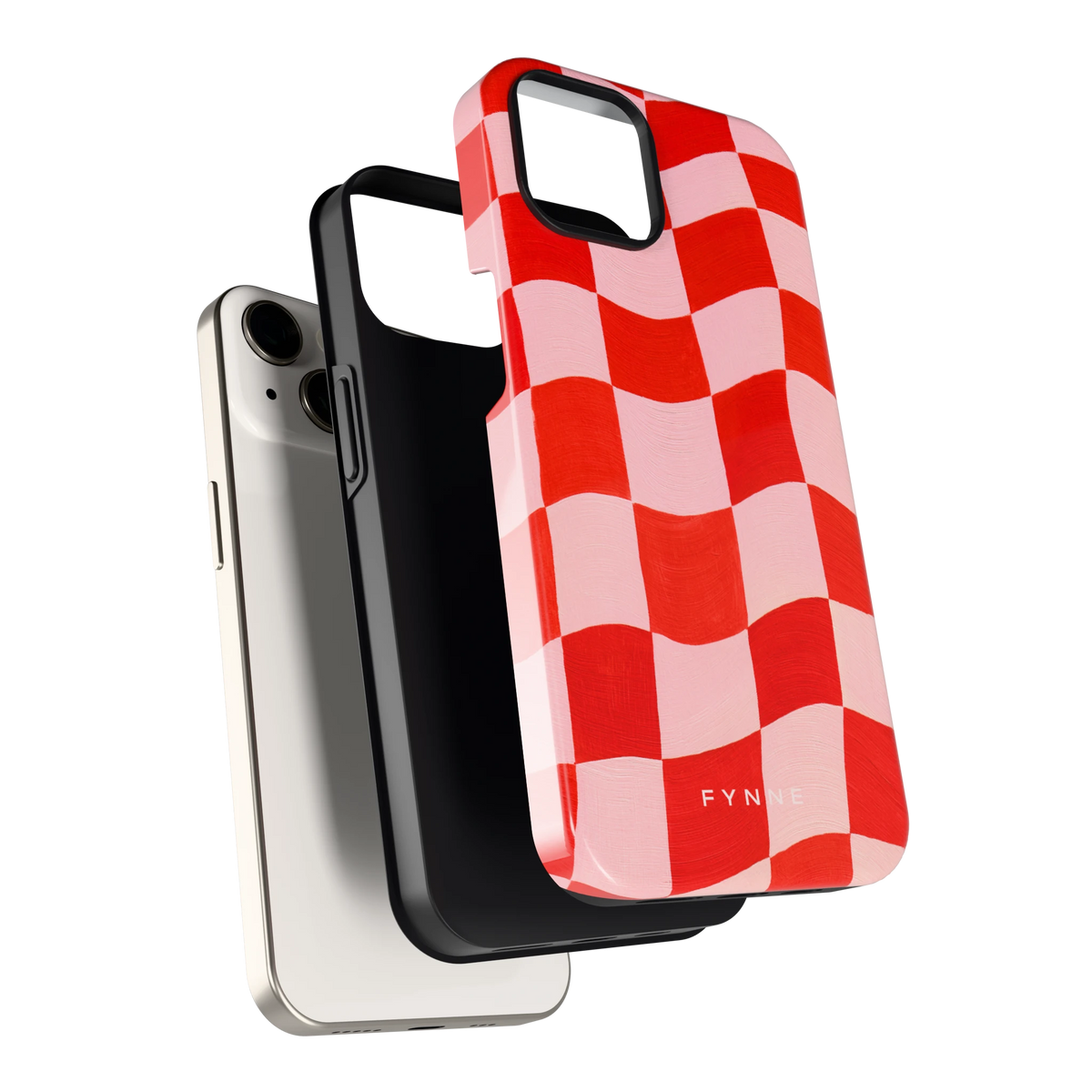 Golvende rode ruit hoesje voor iPhone 13, los van de telefoon