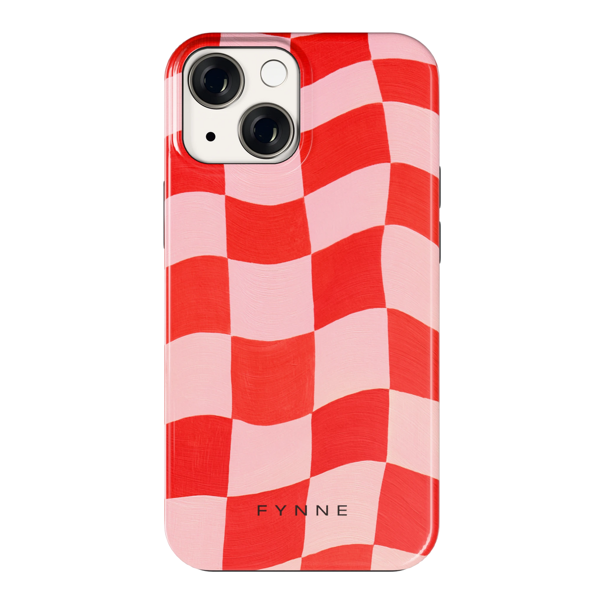 Golvende rode ruit hoesje voor iPhone 13 mini, achterkant