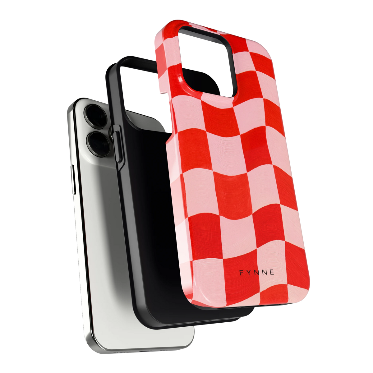 Golvende rode ruit hoesje voor iPhone 13 Pro, los van de telefoon
