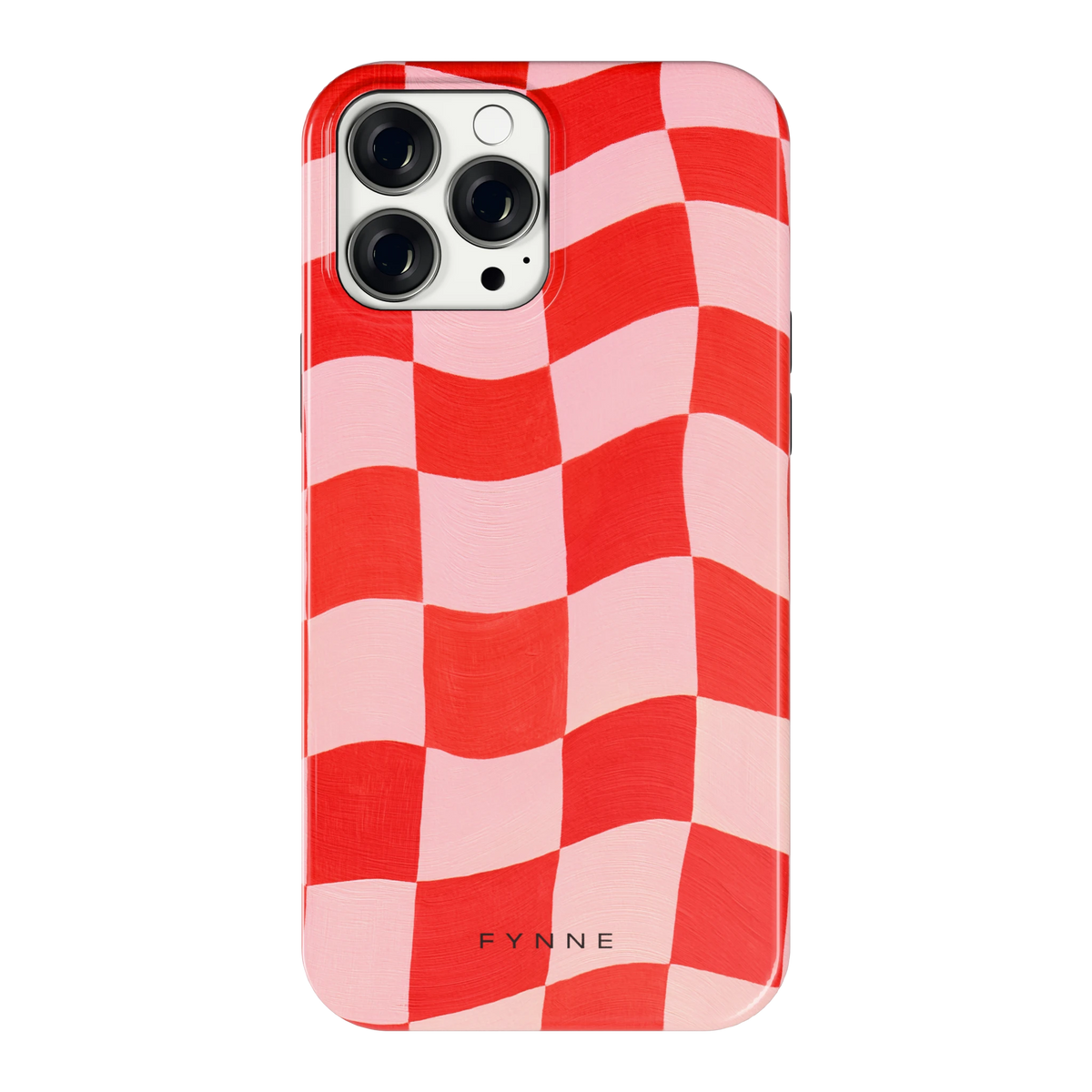Golvende rode ruit hoesje voor iPhone 13 Pro Max, achterkant