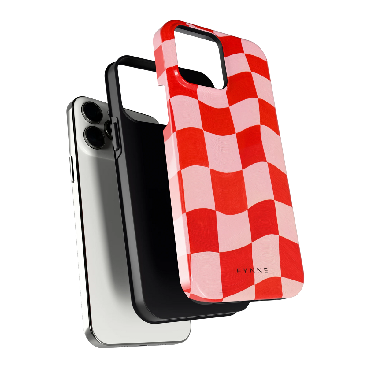 Golvende rode ruit hoesje voor iPhone 13 Pro Max, los van de telefoon