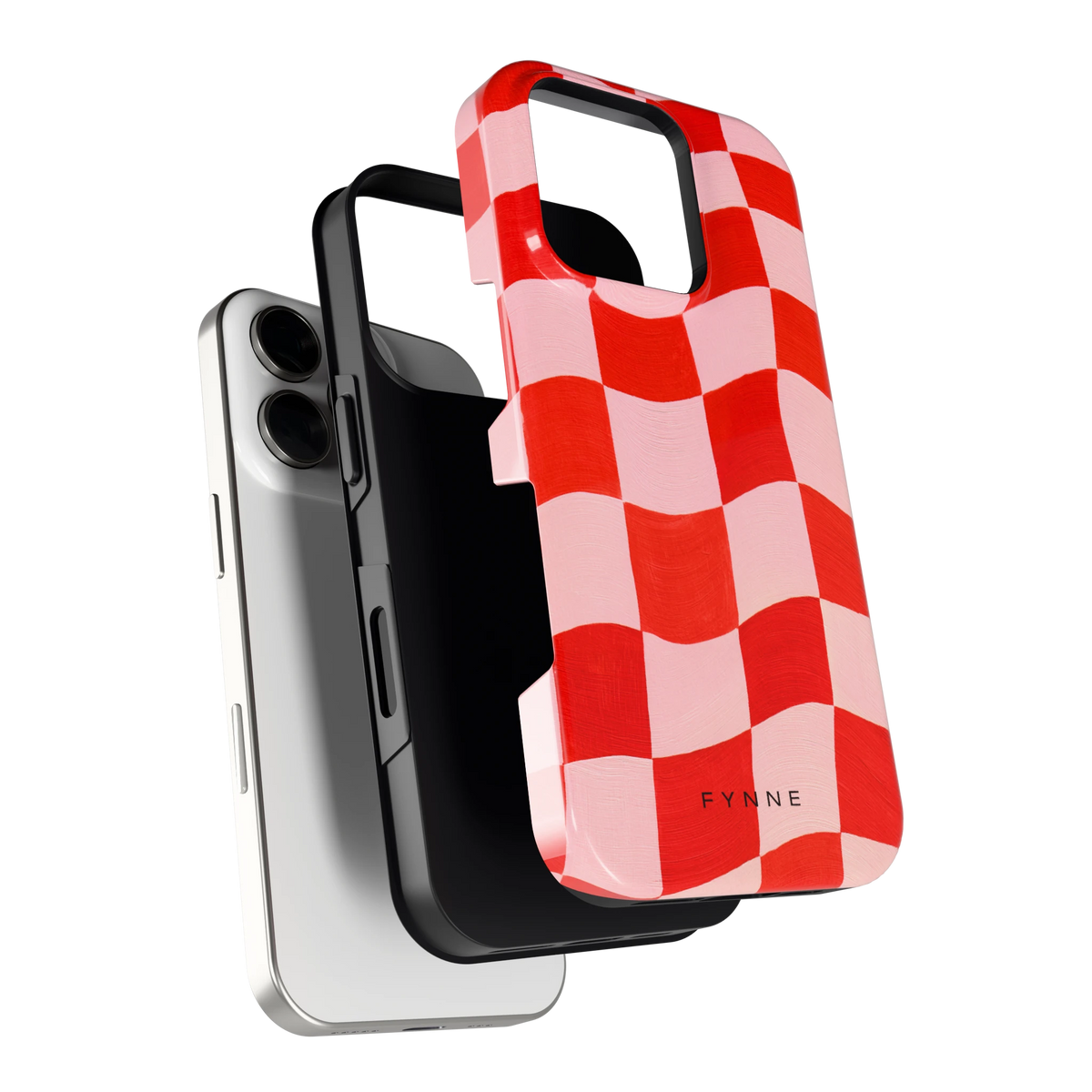 Golvende rode ruit hoesje voor iPhone 16 Pro, los van de telefoon