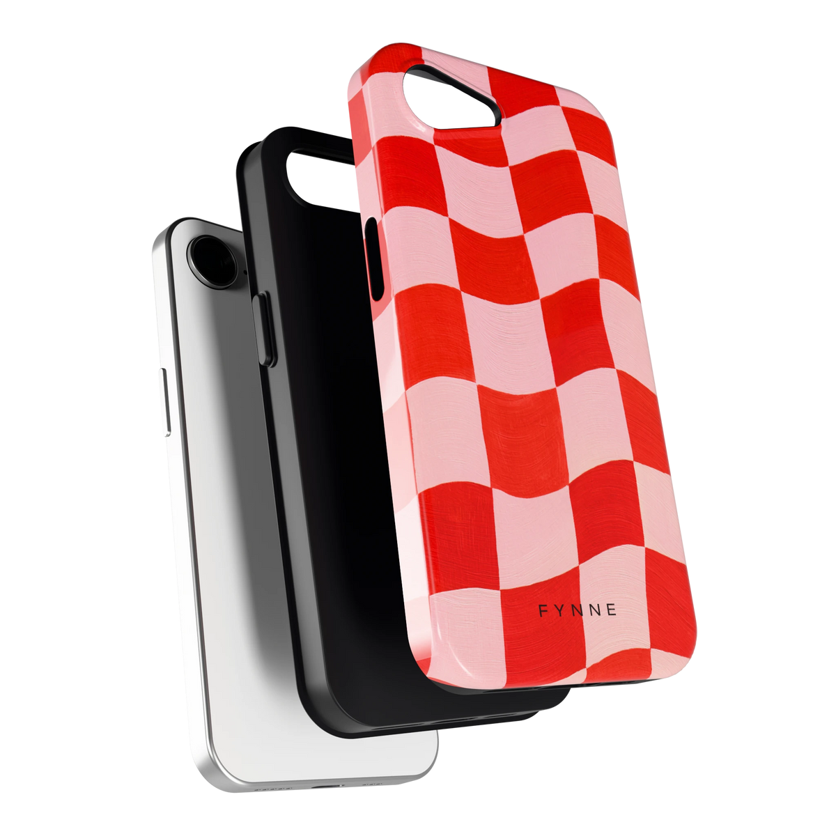 Golvende rode ruit hoesje voor iPhone 16e, los van de telefoon