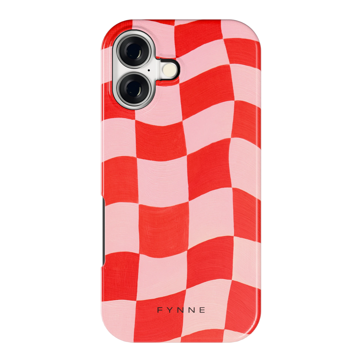 Golvende rode ruit hoesje voor iPhone 17, achterkant