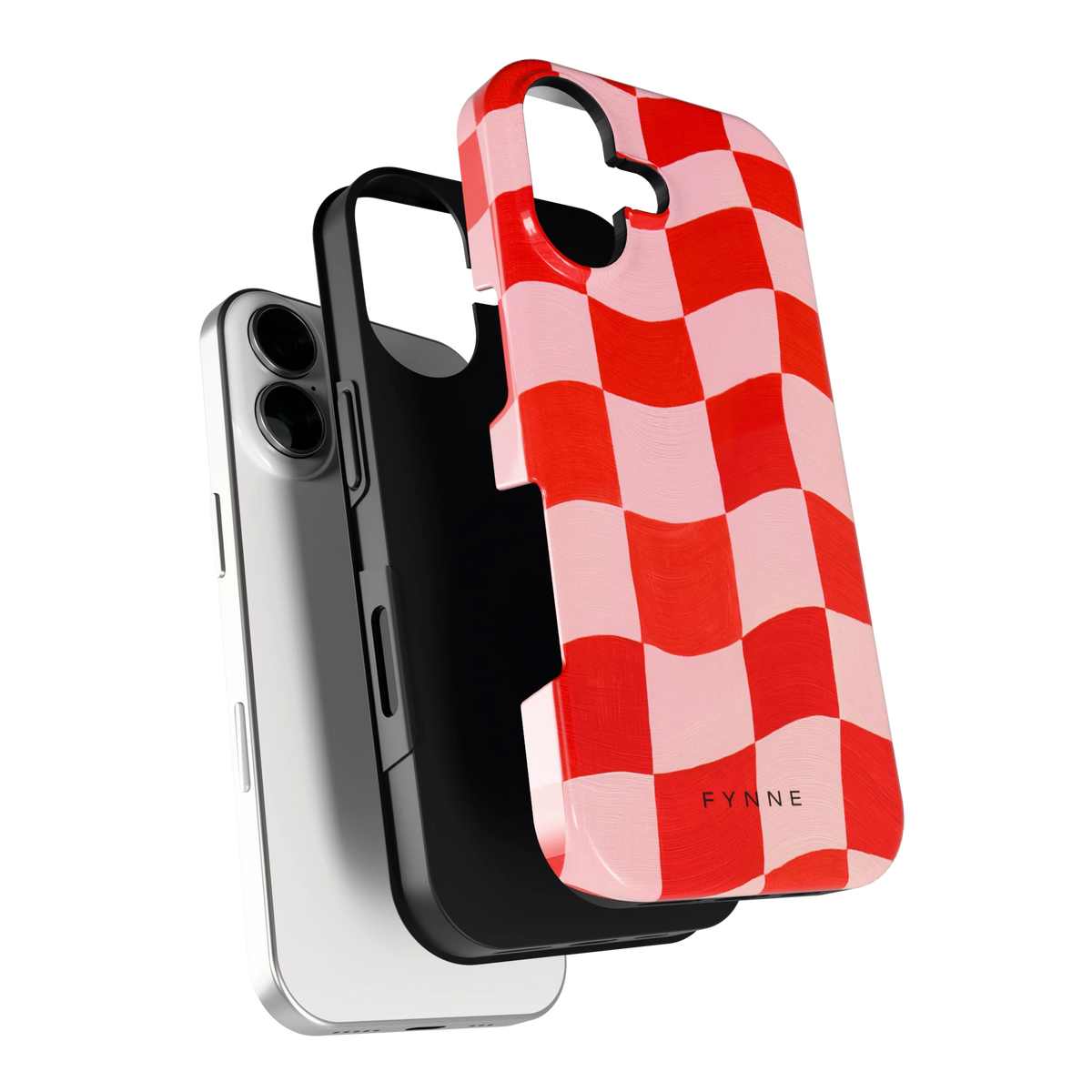 Golvende rode ruit hoesje voor iPhone 17, los van de telefoon