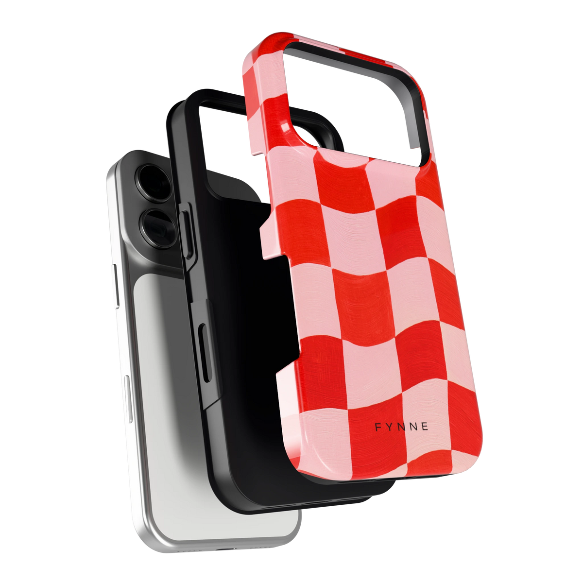 Golvende rode ruit hoesje voor iPhone 17 Pro, los van de telefoon