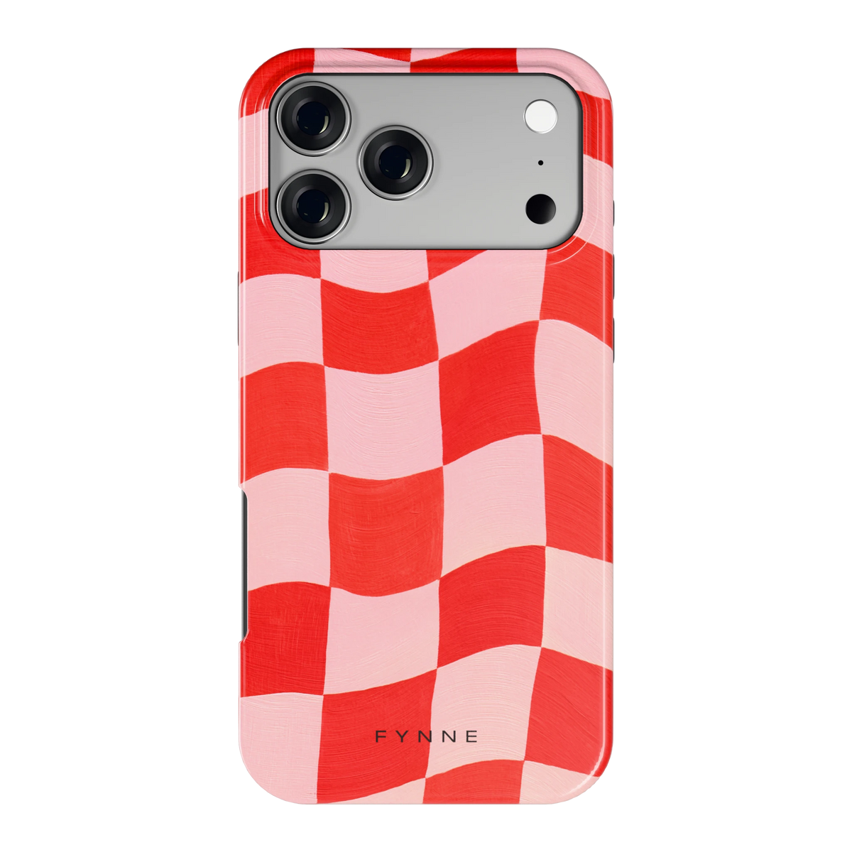 Golvende rode ruit hoesje voor iPhone 17 Pro Max, achterkant