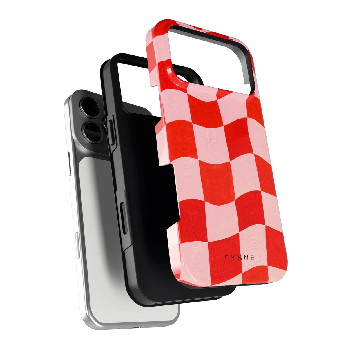 Golvende rode ruit hoesje voor iPhone 17 Pro Max, los van de telefoon