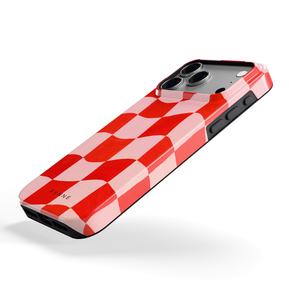 Golvende rode ruit hoesje voor iPhone 18 Pro Max, schuin