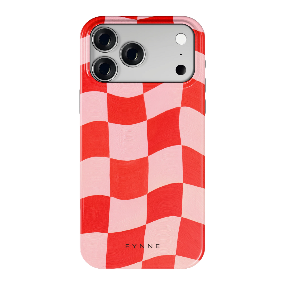 Golvende rode ruit hoesje voor iPhone 18 Pro Max, achterkant
