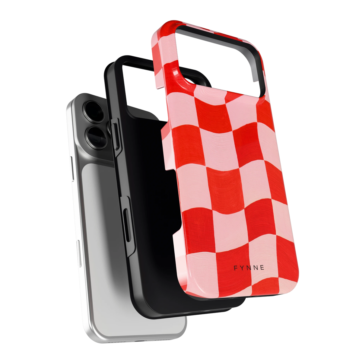 Golvende rode ruit hoesje voor iPhone 18 Pro Max, los van de telefoon