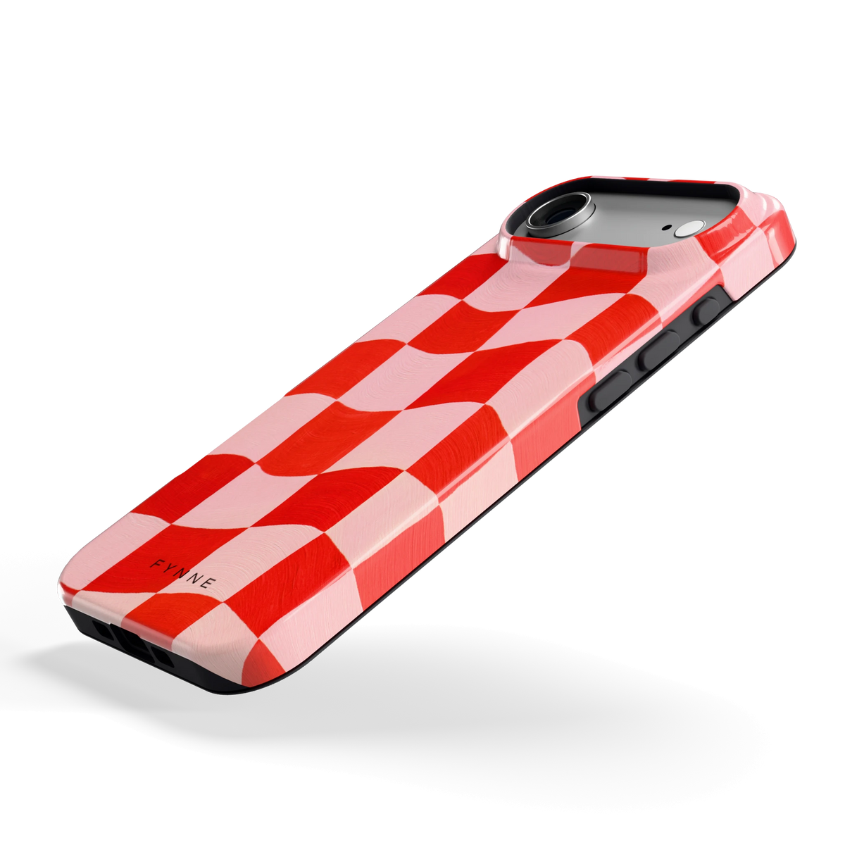 Golvende rode ruit hoesje voor iPhone Air, schuin