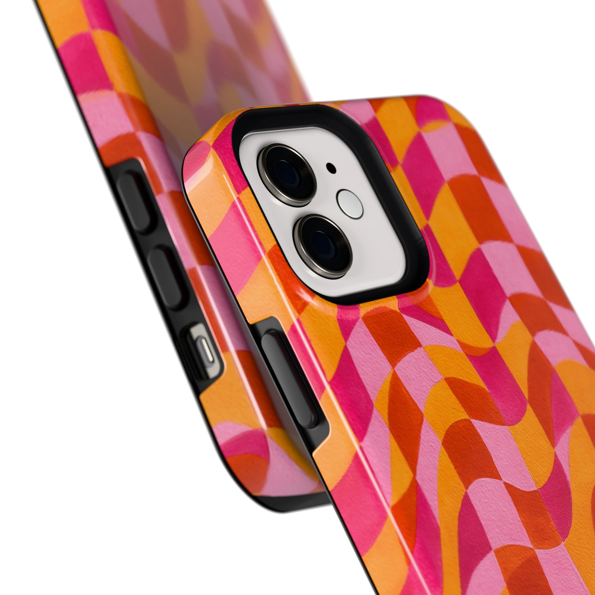 Golvende Blokken hoesje voor iPhone 12, close-up