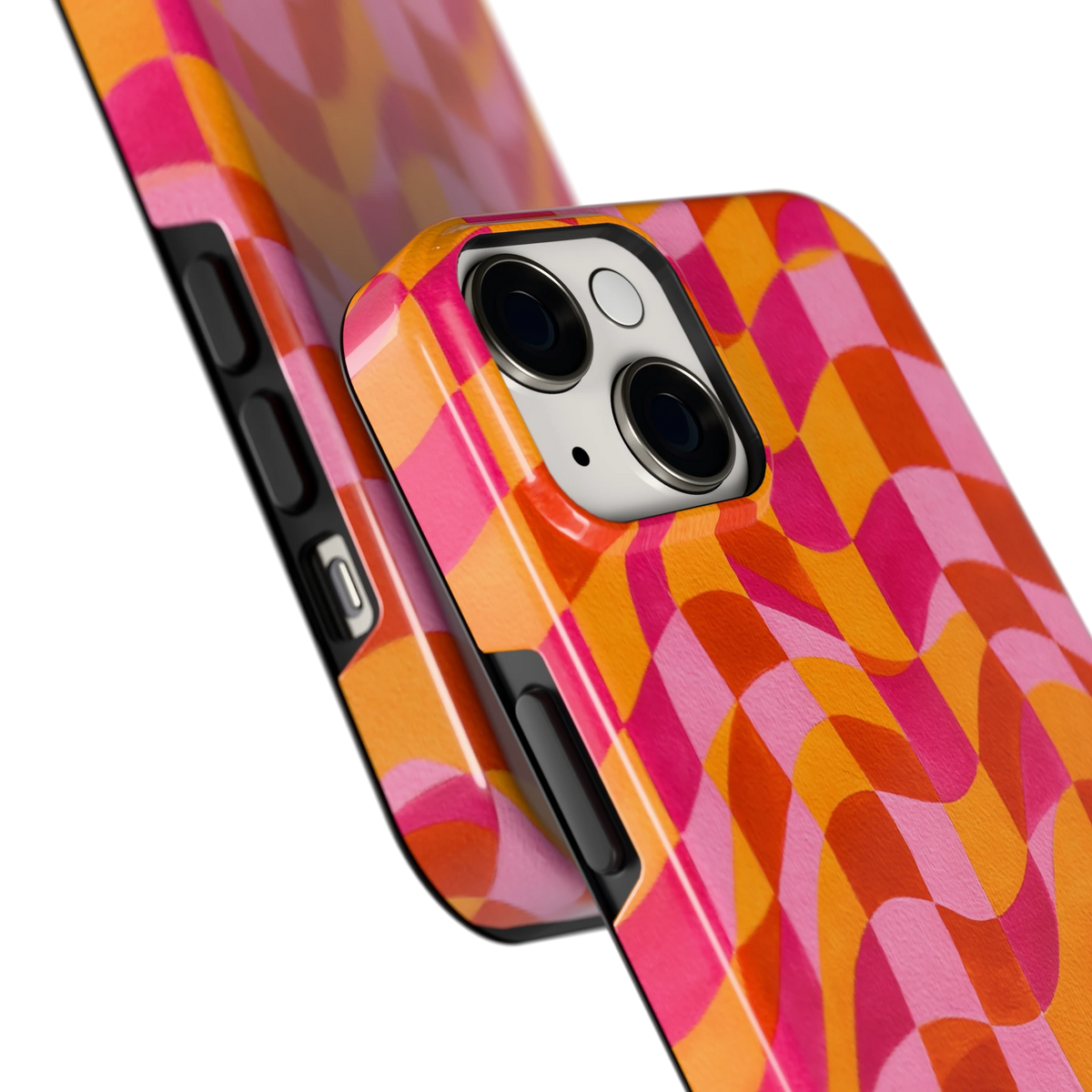 Golvende Blokken hoesje voor iPhone 14, close-up