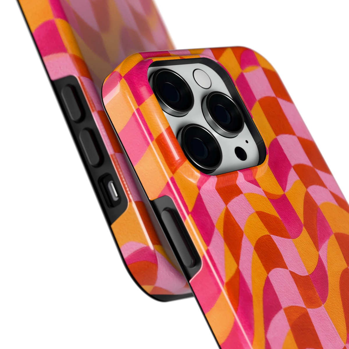 Golvende Blokken hoesje voor iPhone 14 Pro, close-up
