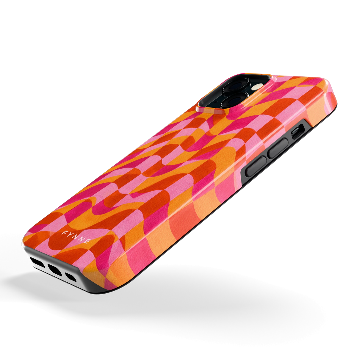 Golvende Blokken hoesje voor iPhone 15, schuin
