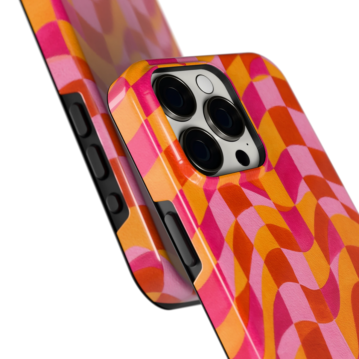 Golvende Blokken hoesje voor iPhone 15 Pro Max, close-up