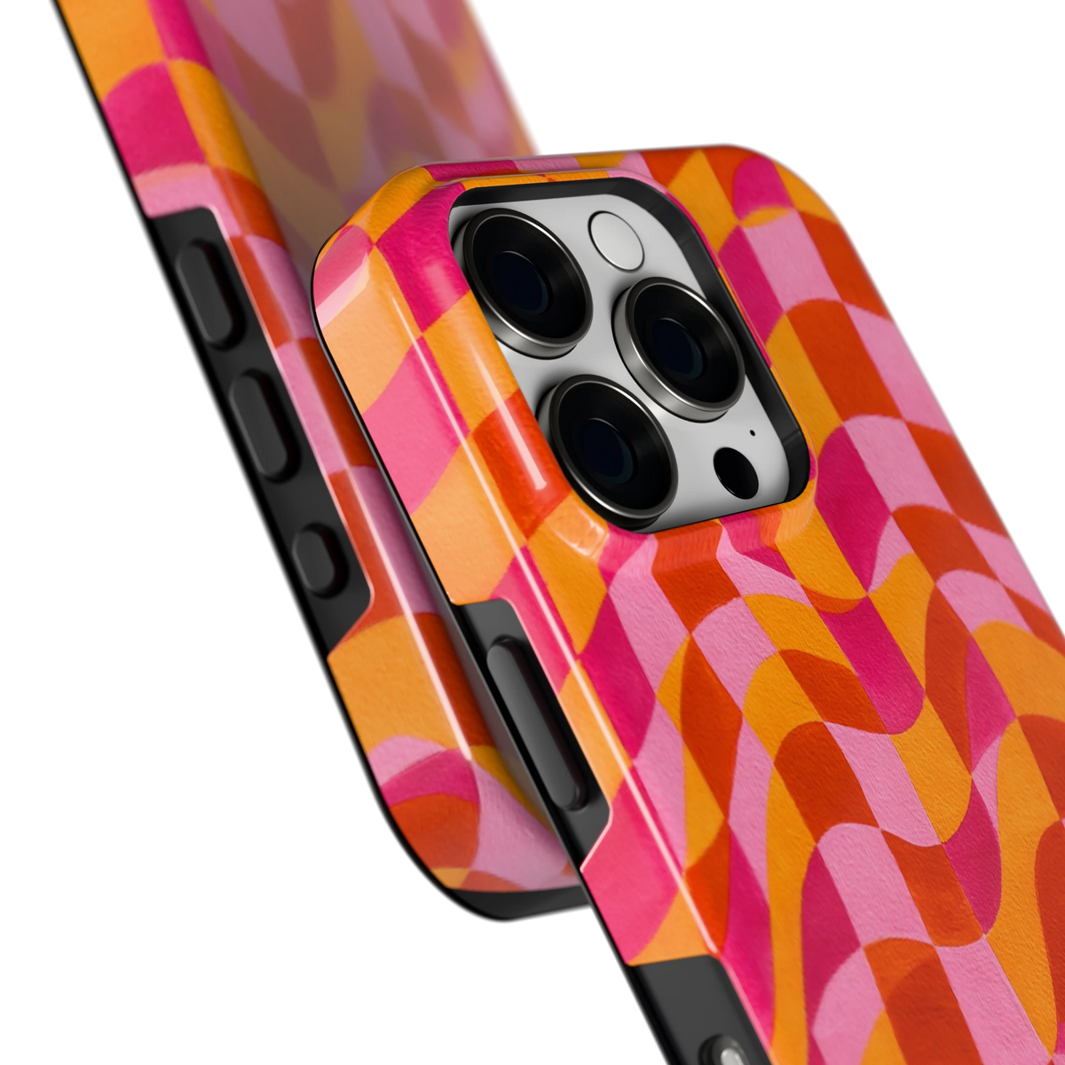 Golvende Blokken hoesje voor iPhone 16 Pro, close-up