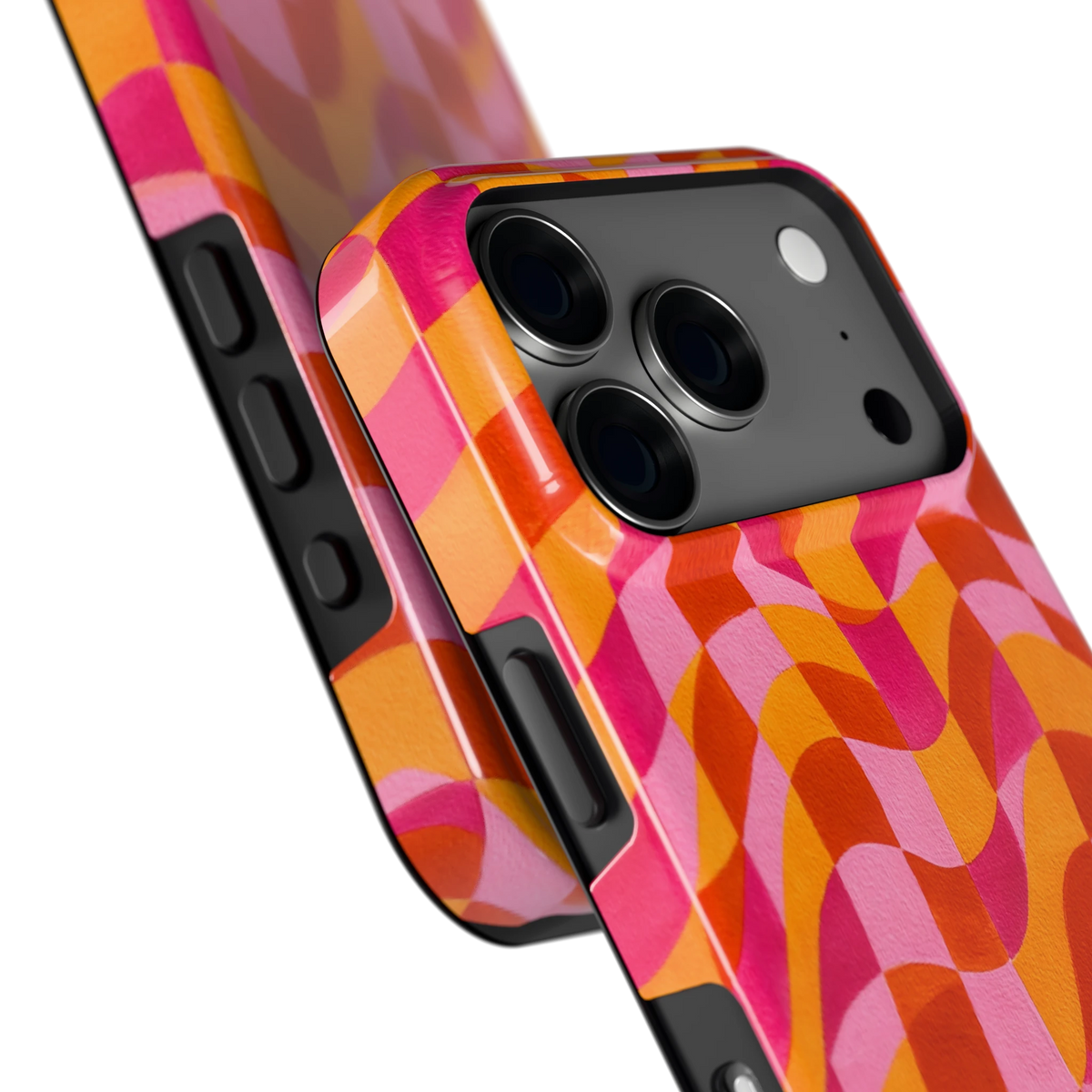 Golvende Blokken hoesje voor iPhone 18 Pro, close-up