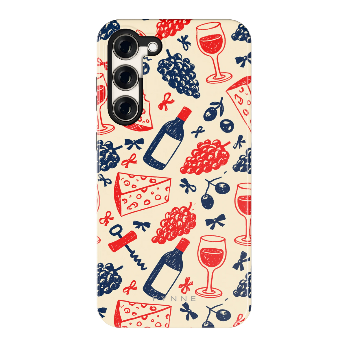 Wijn en Kaas Doodles hoesje voor Galaxy S23+, achterkant