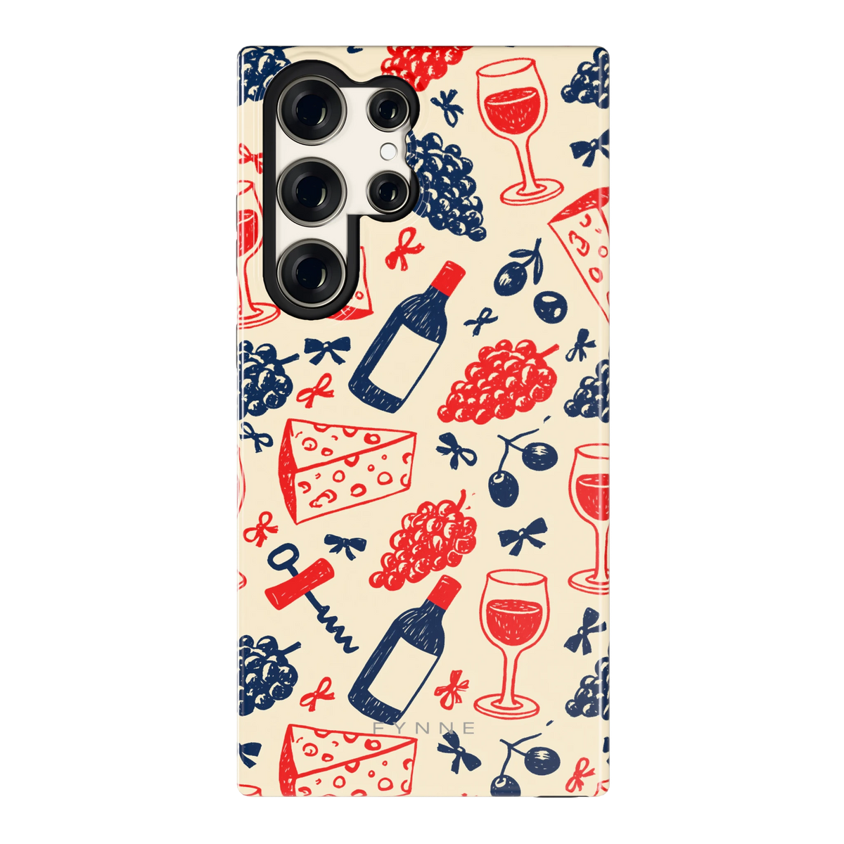 Wijn en Kaas Doodles hoesje voor Galaxy S23 Ultra, achterkant