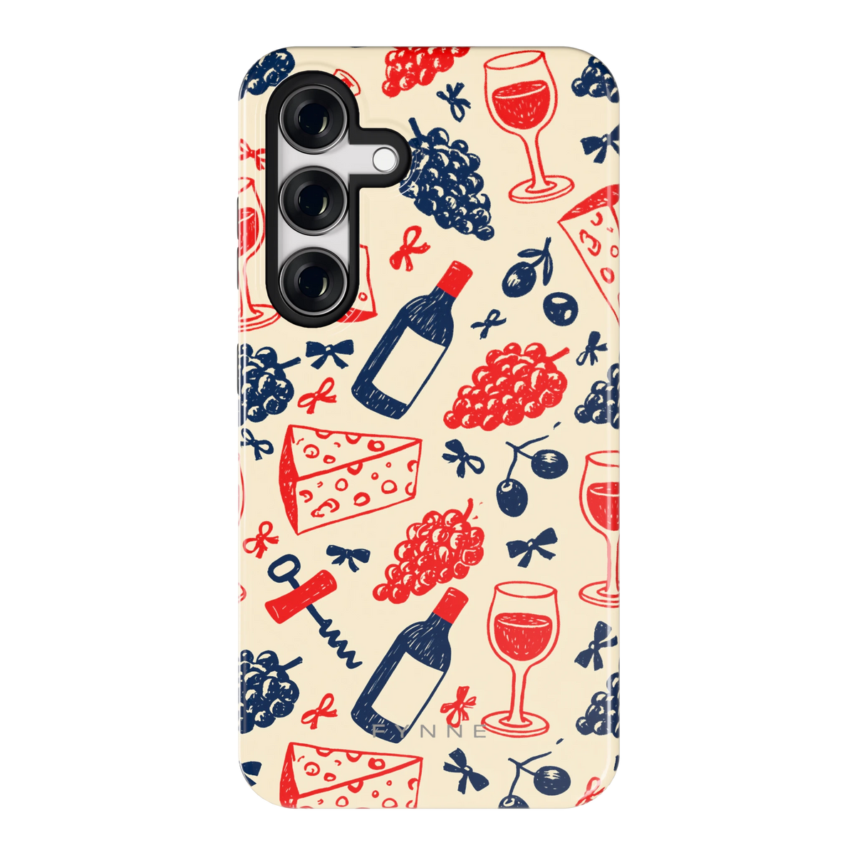 Wijn en Kaas Doodles hoesje voor Galaxy S24, achterkant