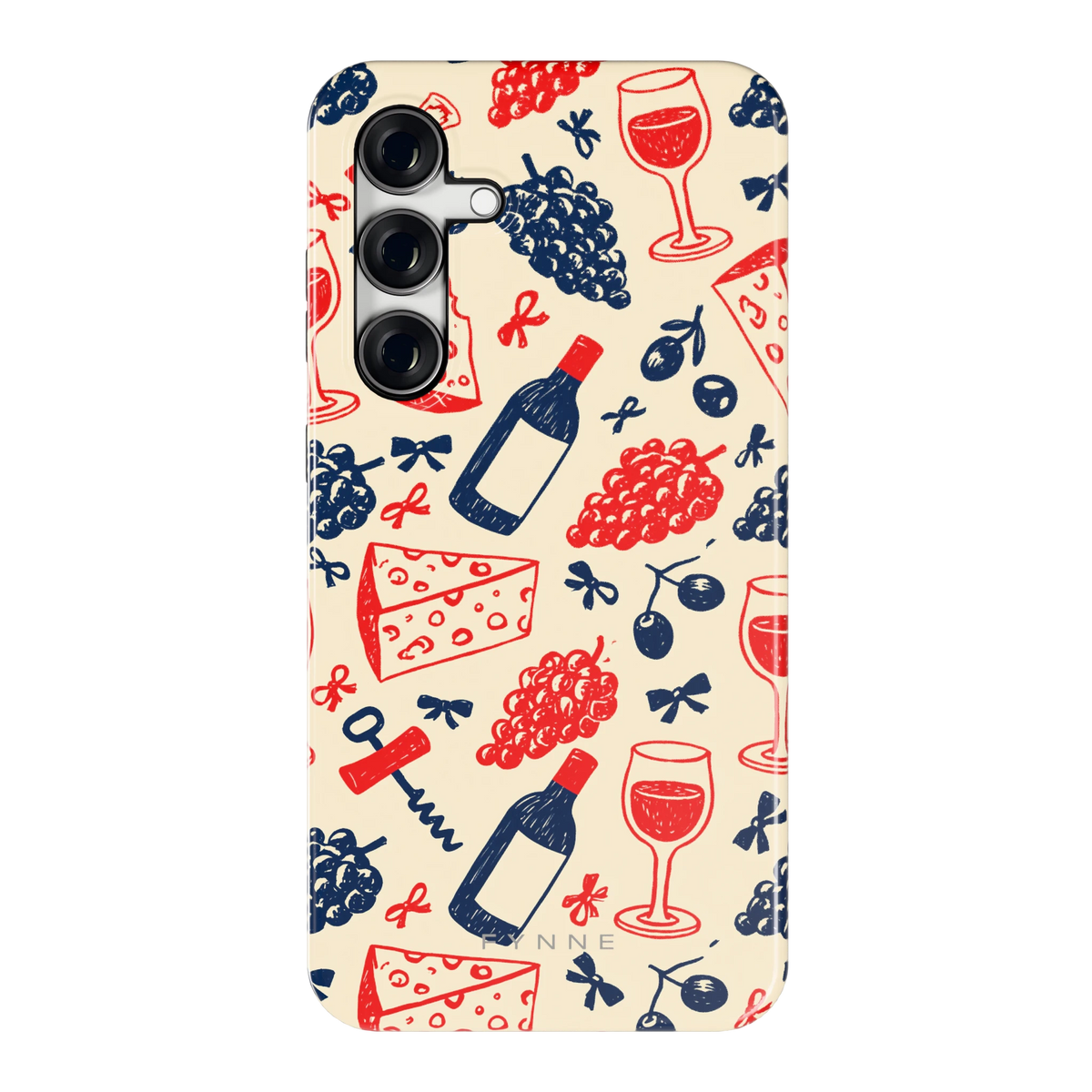 Wijn en Kaas Doodles hoesje voor Galaxy S24 FE, achterkant