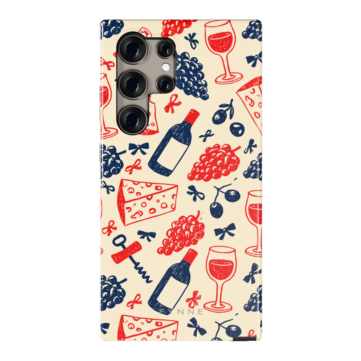 Wijn en Kaas Doodles hoesje voor Galaxy S24 Ultra, achterkant