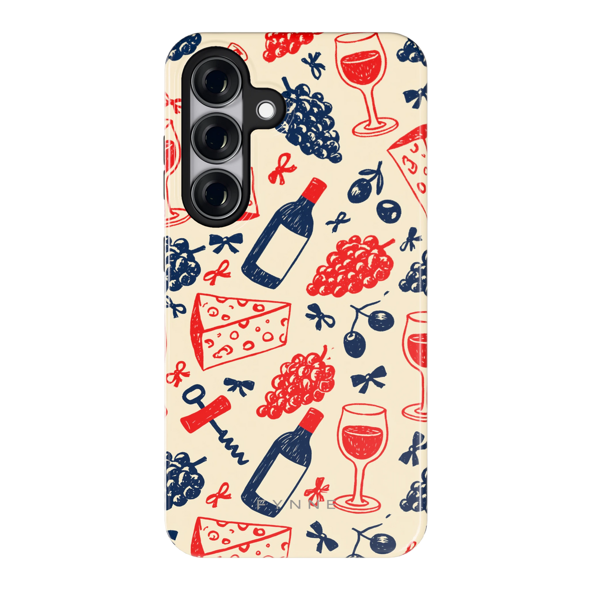 Wijn en Kaas Doodles hoesje voor Galaxy S25, achterkant