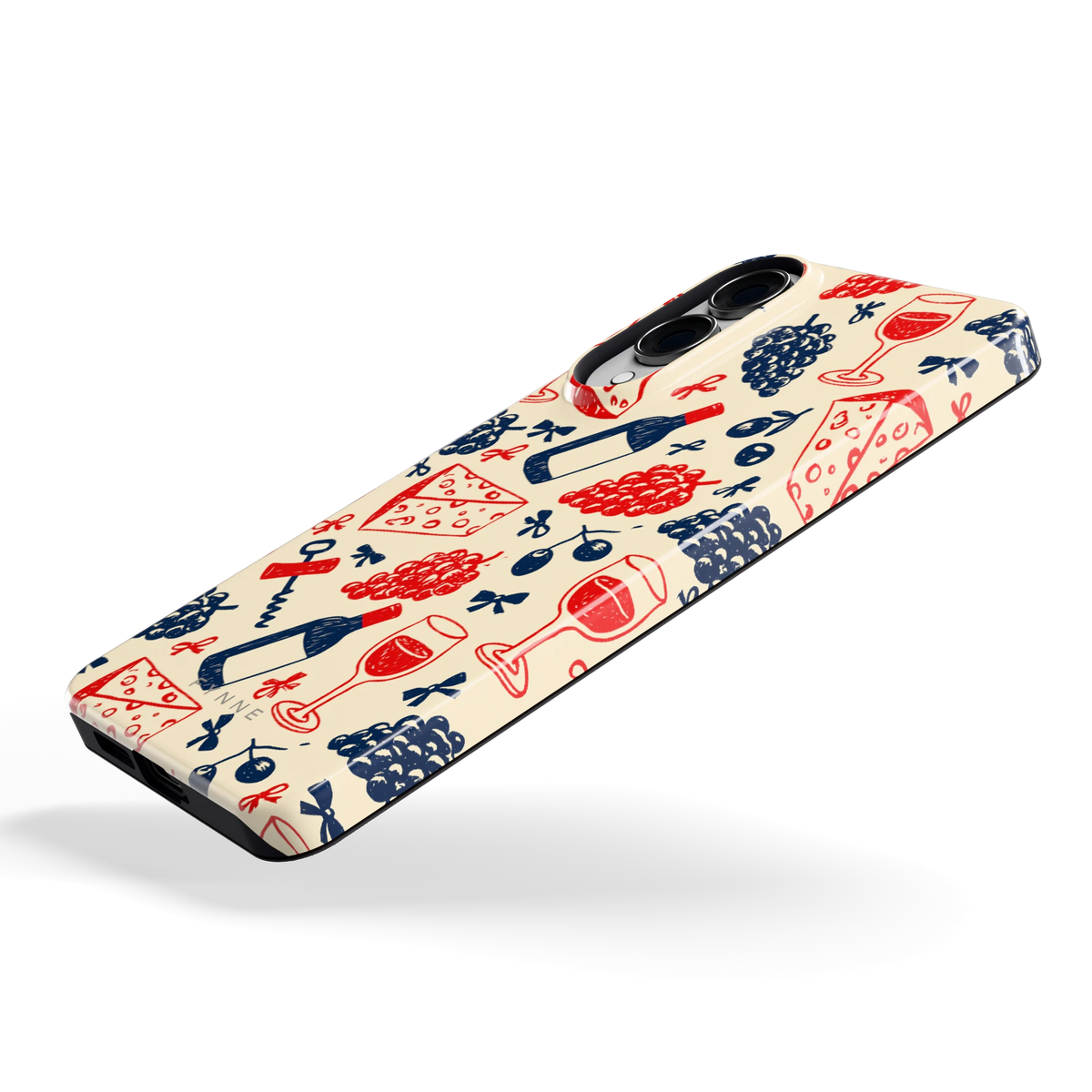 Wijn en Kaas Doodles hoesje voor Galaxy S25 Edge, schuin