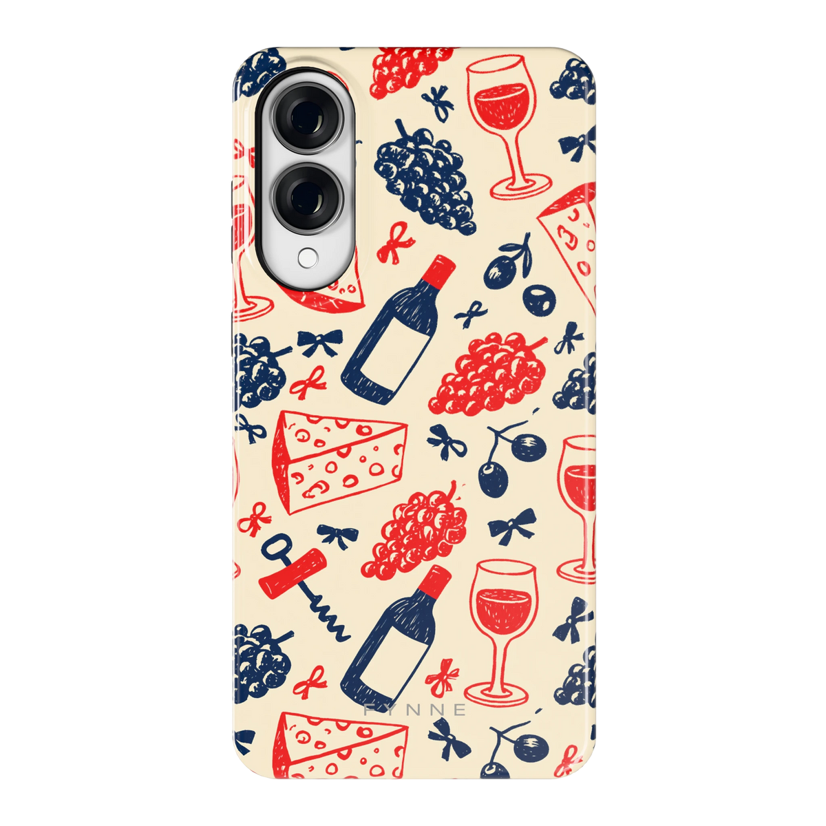 Wijn en Kaas Doodles hoesje voor Galaxy S25 Edge, achterkant