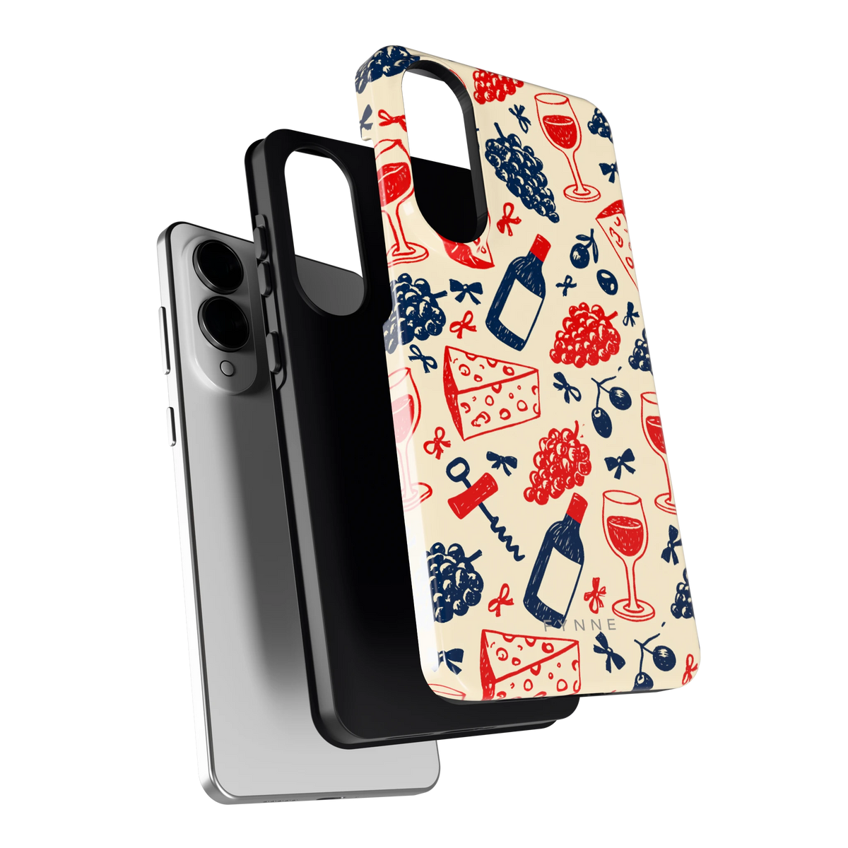 Wijn en Kaas Doodles hoesje voor Galaxy S25 Edge, los van de telefoon