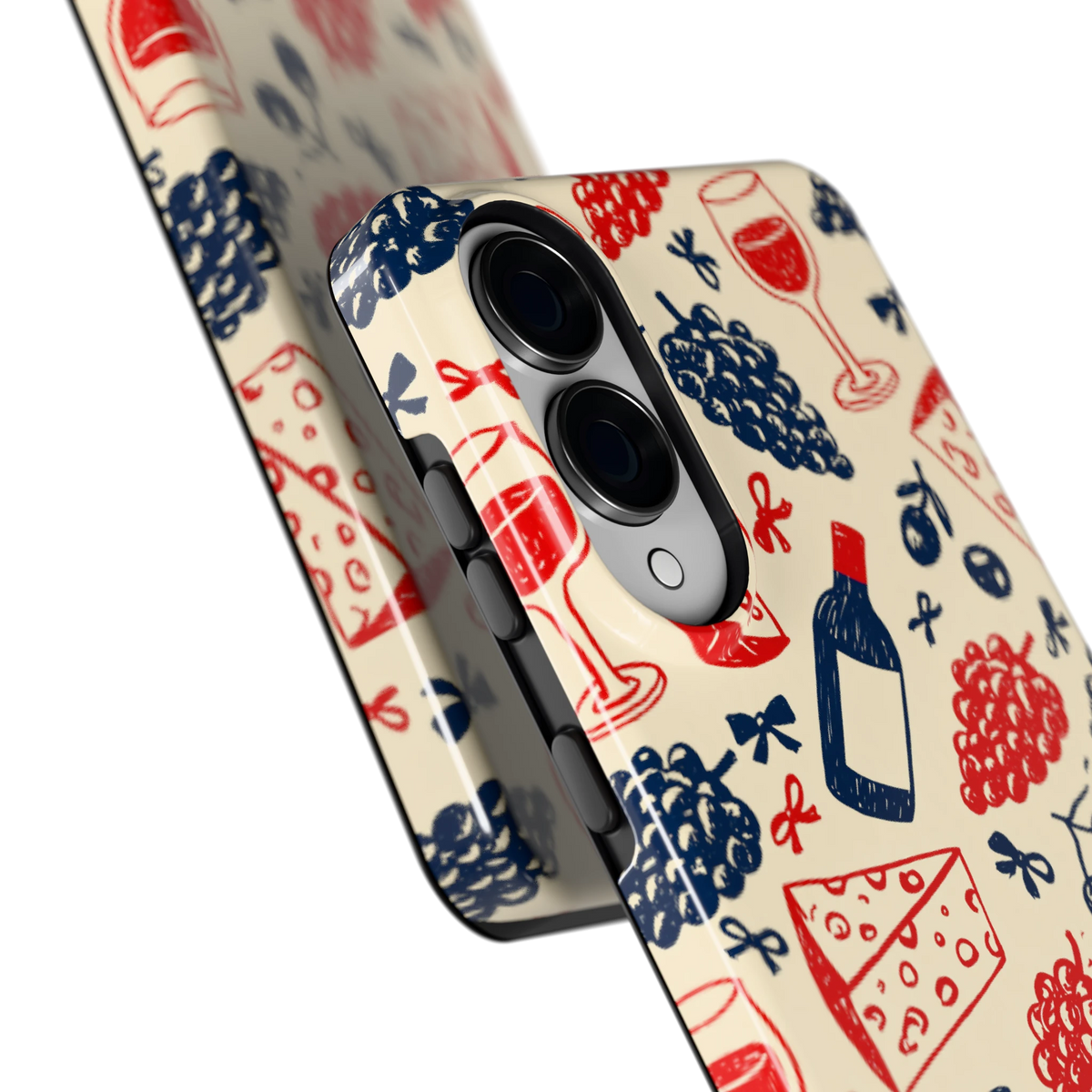 Wijn en Kaas Doodles hoesje voor Galaxy S25 Edge, close-up
