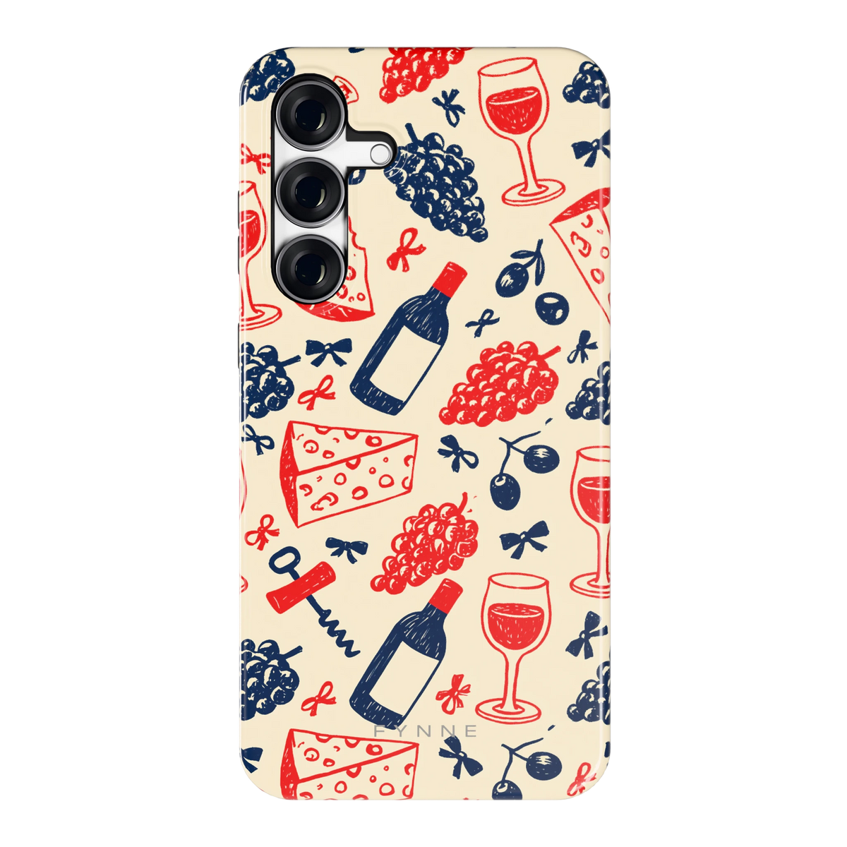 Wijn en Kaas Doodles hoesje voor Galaxy S25 FE, achterkant
