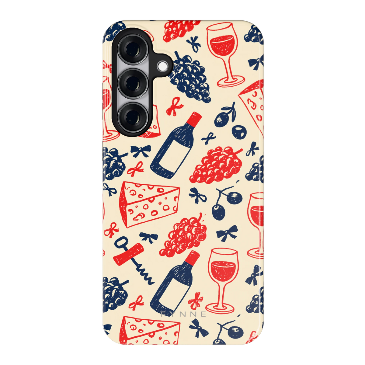 Wijn en Kaas Doodles hoesje voor Galaxy S25+, achterkant