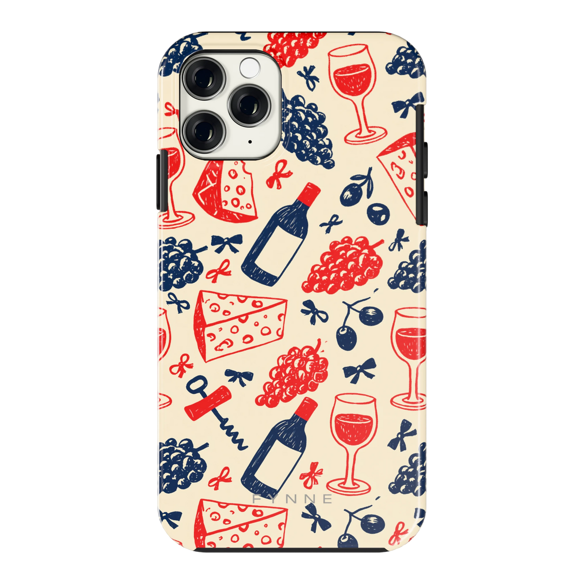 Wijn en Kaas Doodles hoesje voor iPhone 11 Pro, achterkant