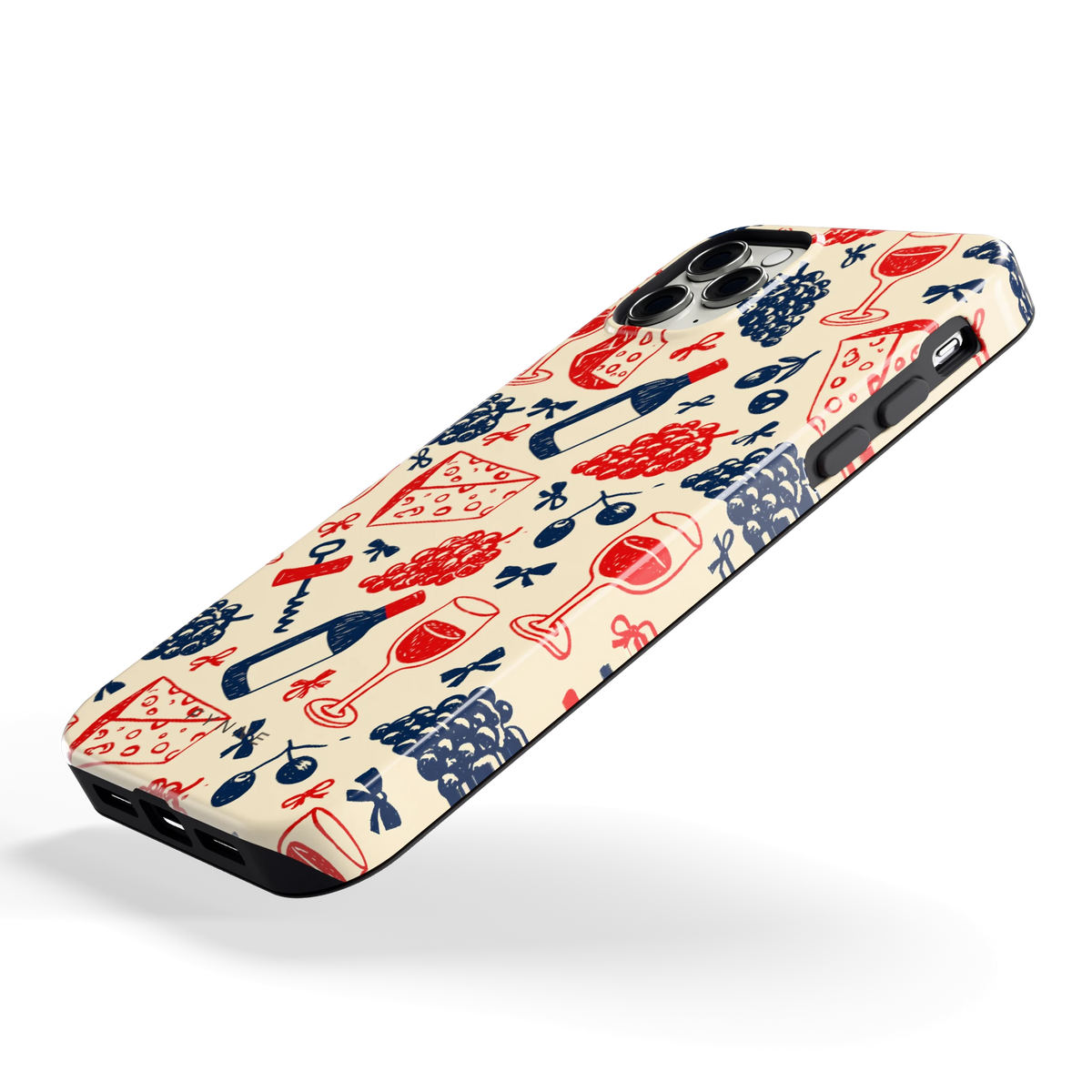 Wijn en Kaas Doodles hoesje voor iPhone 11 Pro Max, schuin
